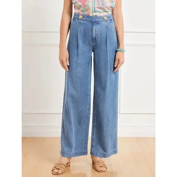 Talbots Wide Leg Trouser Jeans Y2K NWT Naomi Wash Sz 12 A004095 - Picture 1 of 12